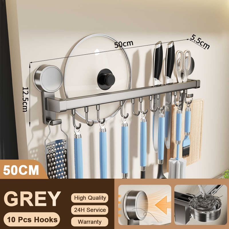 Wall Mounted Kitchen Hook Rack NoPunching Wall Hangers Kitchen Utensils Rack Spoon Shovel Chopping 8