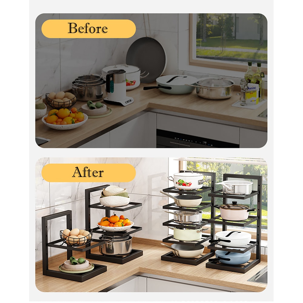 Adjustable Pot Rack Organizer MultiLayer Stainless Steel Pot Storage Rack Household Kitchen Pan Org 4