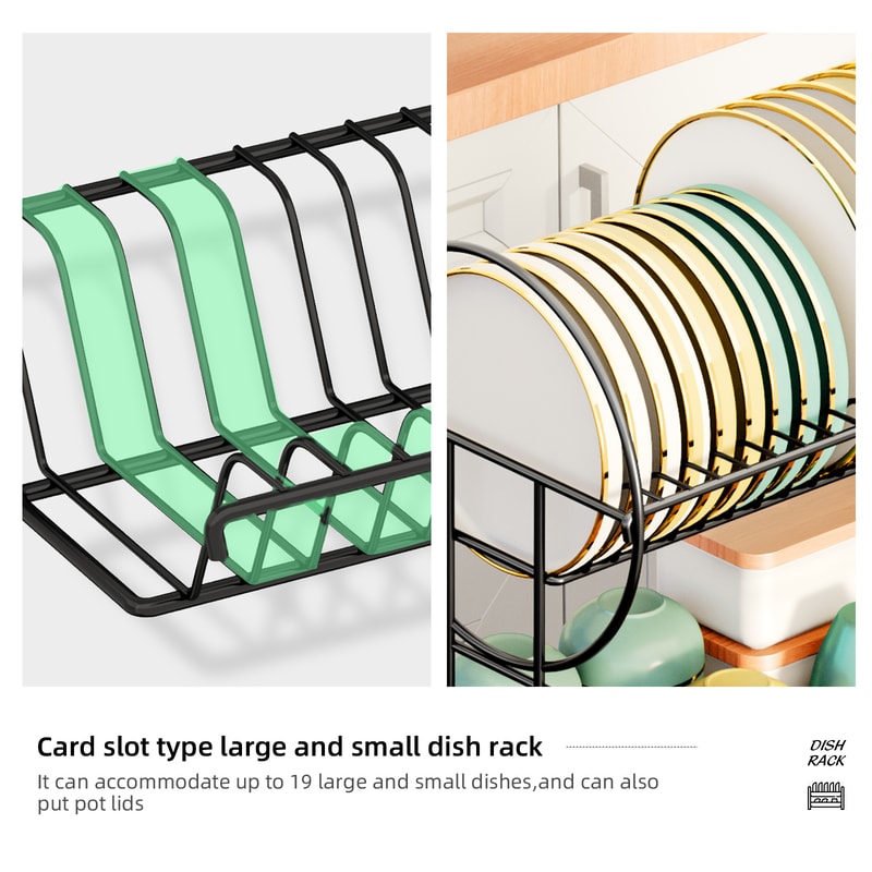 Dish Drying Rack Drain Board Set Kitchen Countertop Storage Rack Tableware Drainer Cup Holder Knife 2