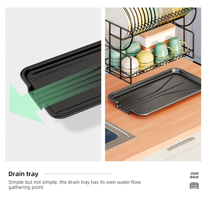 Dish Drying Rack Drain Board Set Kitchen Countertop Storage Rack Tableware Drainer Cup Holder Knife 3