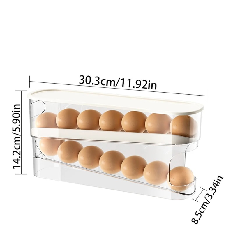 Slide Type Egg Carton Double Automatic Egg Roller, Refrigerator Side Door Egg Storage, Kitchen Counter top Egg Holder