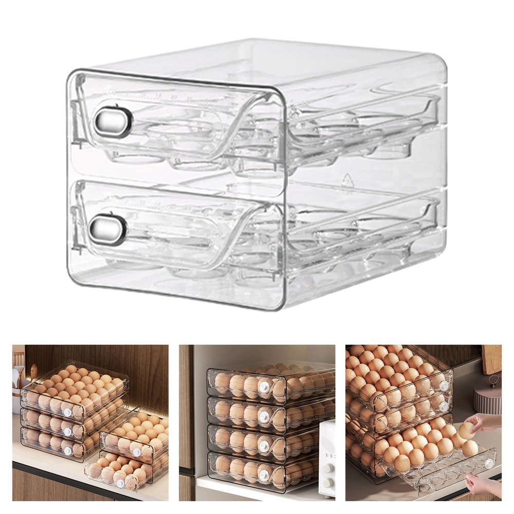 Egg Clear DoubleLayer Drawer Stackable Egg Container For Refrigerator FreshKeeping Box For Egg Stor 0