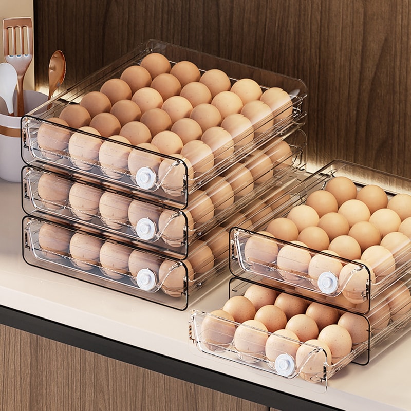 Egg Clear DoubleLayer Drawer Stackable Egg Container For Refrigerator FreshKeeping Box For Egg Stor 1