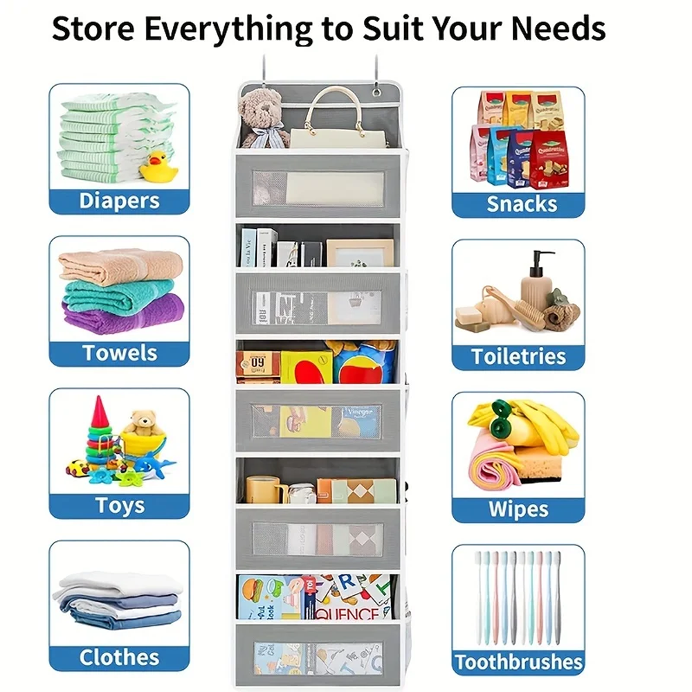 Over The Door Hanging Organiser Extra Large MultiLayer Storage Bag Toys Dorm Room Essentials Close 3