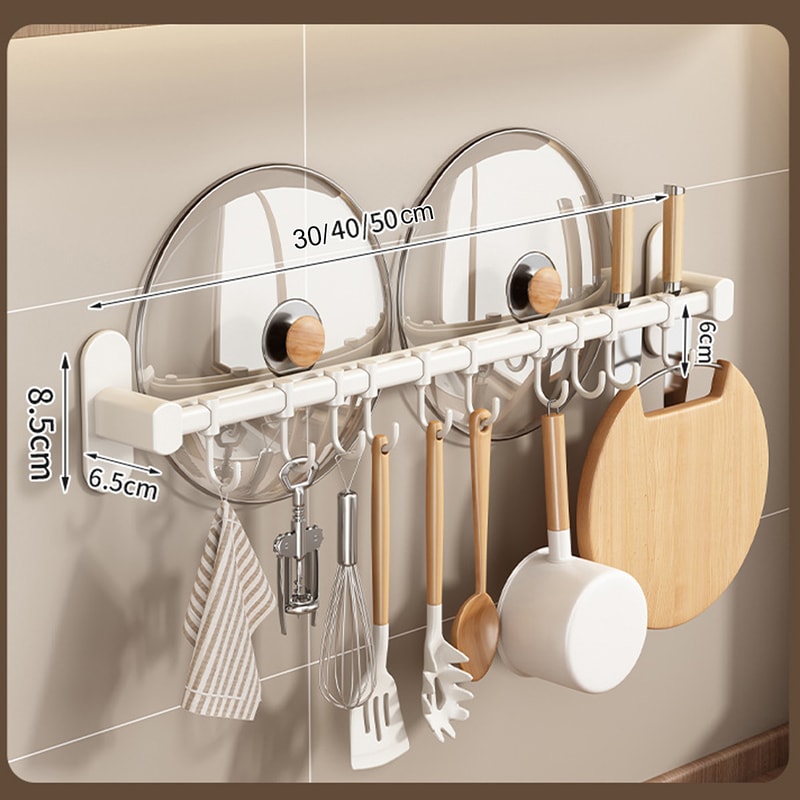 Wall Mounted Kitchen Hook Rack NoPunching Wall Hangers Rail Kitchen Utensils Rack Spoon Shovel Chop 5
