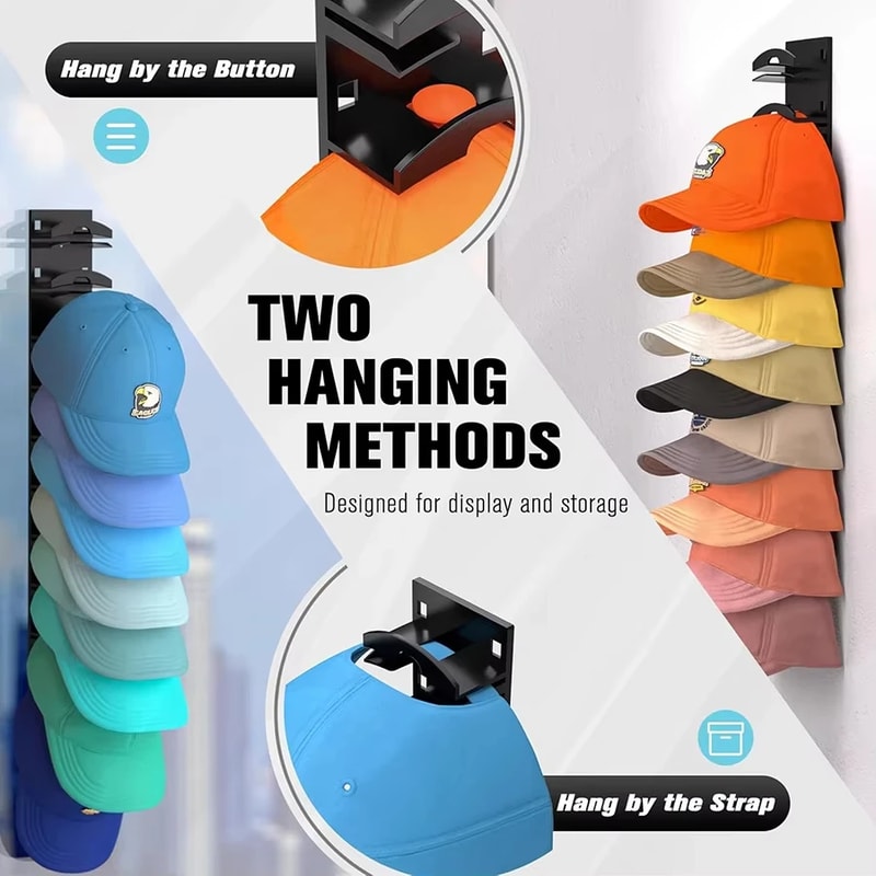 Hat Organizer For Baseball Caps Hat Rack For Wall With Strong Adhesive MultiLayer Cap Organizer Sto 1