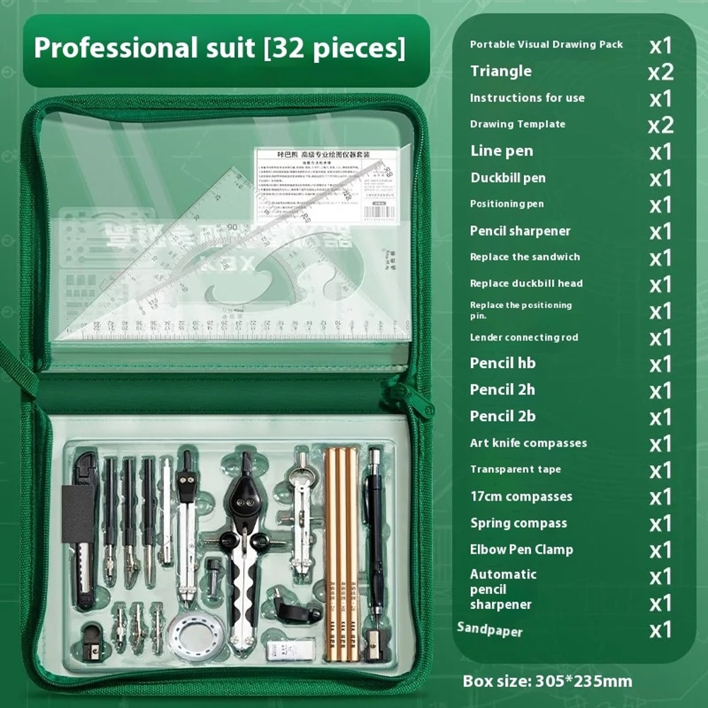College Student Drawing Tool Set, Professional Construction Engineering Kit, Geometry Drawing Tools for School Projects