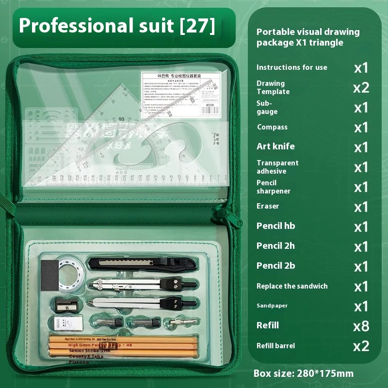 College Student Drawing Tool Set, Professional Construction Engineering Kit, Geometry Drawing Tools for School Projects