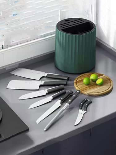 Rotation Knife Holder Stand, Multifunctional Rotating Knives Stand, Removable Chopsticks, Cutlery Utensil Storage Tank