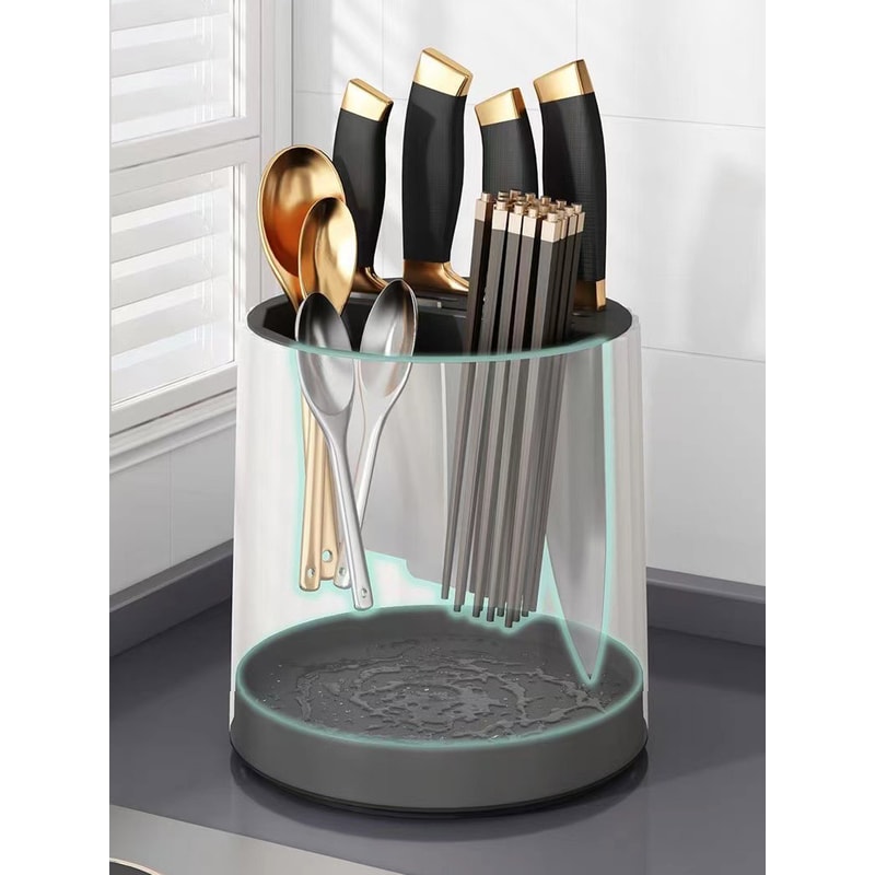 Rotation Knife Holder Stand Multifunctional Rotating Knives Stand Removable Chopsticks Cutlery Uten 3