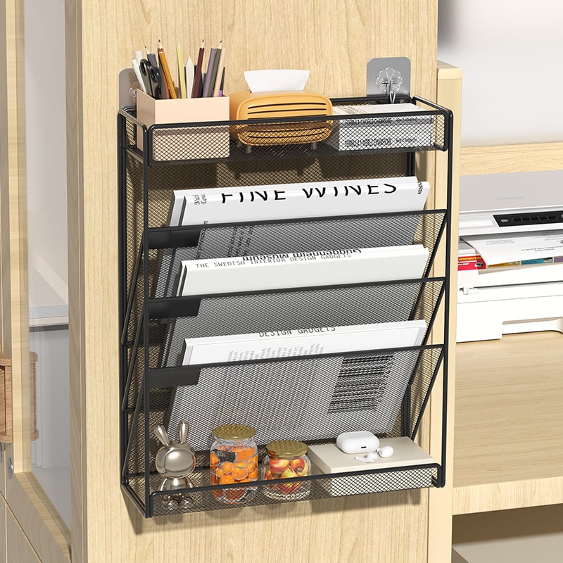 Desk File Organizer Mesh Hanging Wall Mount Document Organization Stand Desktop Vertical Mail Paper 3