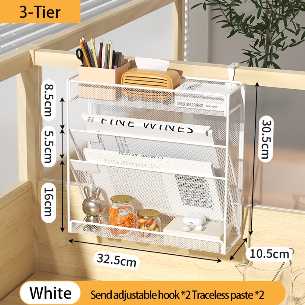 Desk File Organizer Mesh Hanging Wall Mount Document Organization Stand Desktop Vertical Mail Paper 8