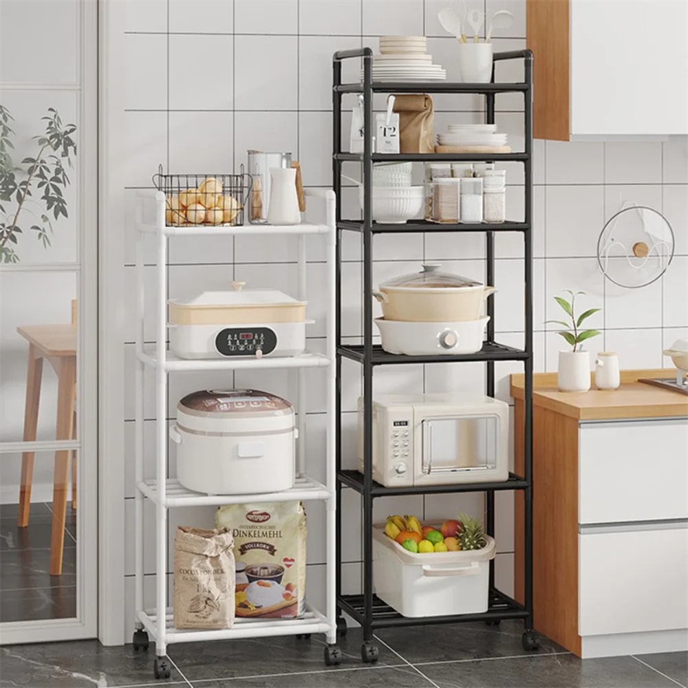 MultiLayer Kitchen Rack Floor To Floor Storage Rack Household Microwave Stove Shelves Multi Scene T 0