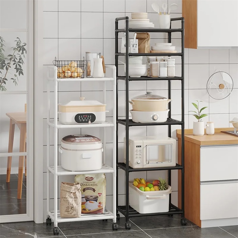 MultiLayer Kitchen Rack Floor To Floor Storage Rack Household Microwave Stove Shelves Multi Scene T 0