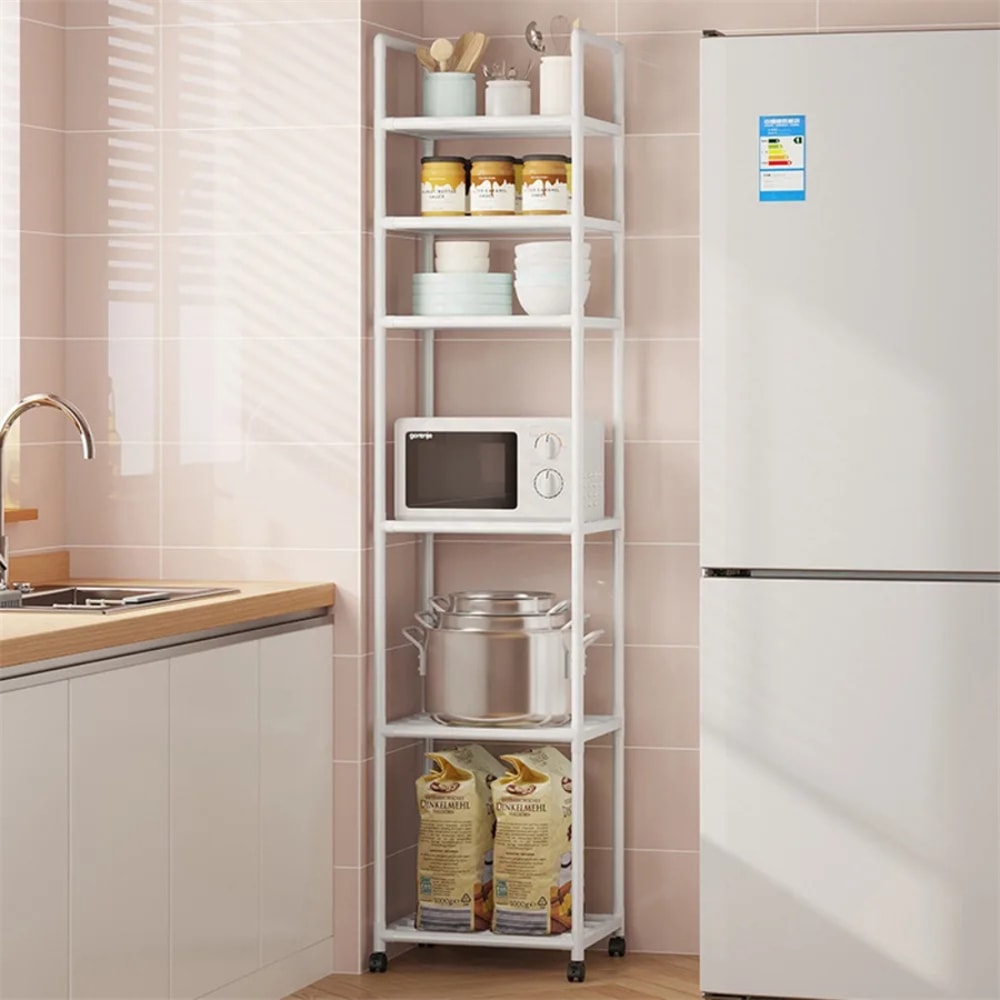 MultiLayer Kitchen Rack Floor To Floor Storage Rack Household Microwave Stove Shelves Multi Scene T 1