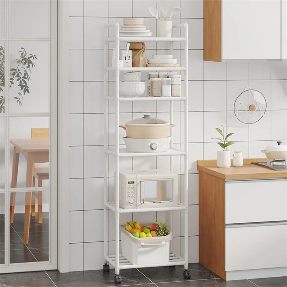 MultiLayer Kitchen Rack Floor To Floor Storage Rack Household Microwave Stove Shelves Multi Scene T 3