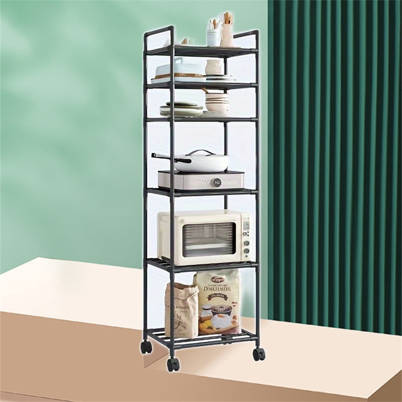 MultiLayer Kitchen Rack Floor To Floor Storage Rack Household Microwave Stove Shelves Multi Scene T 4