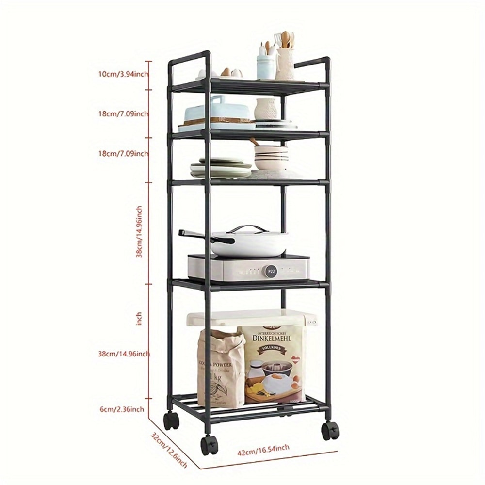 MultiLayer Kitchen Rack Floor To Floor Storage Rack Household Microwave Stove Shelves Multi Scene T 5