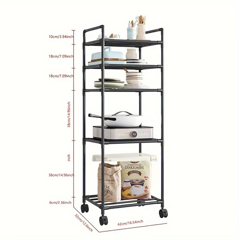 MultiLayer Kitchen Rack Floor To Floor Storage Rack Household Microwave Stove Shelves Multi Scene T 5
