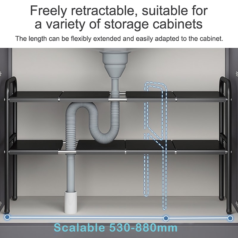 Shelf Under The Sink Flexible Layered Rack Cabinet Organizer Sundries Telescopic Holder Countertop