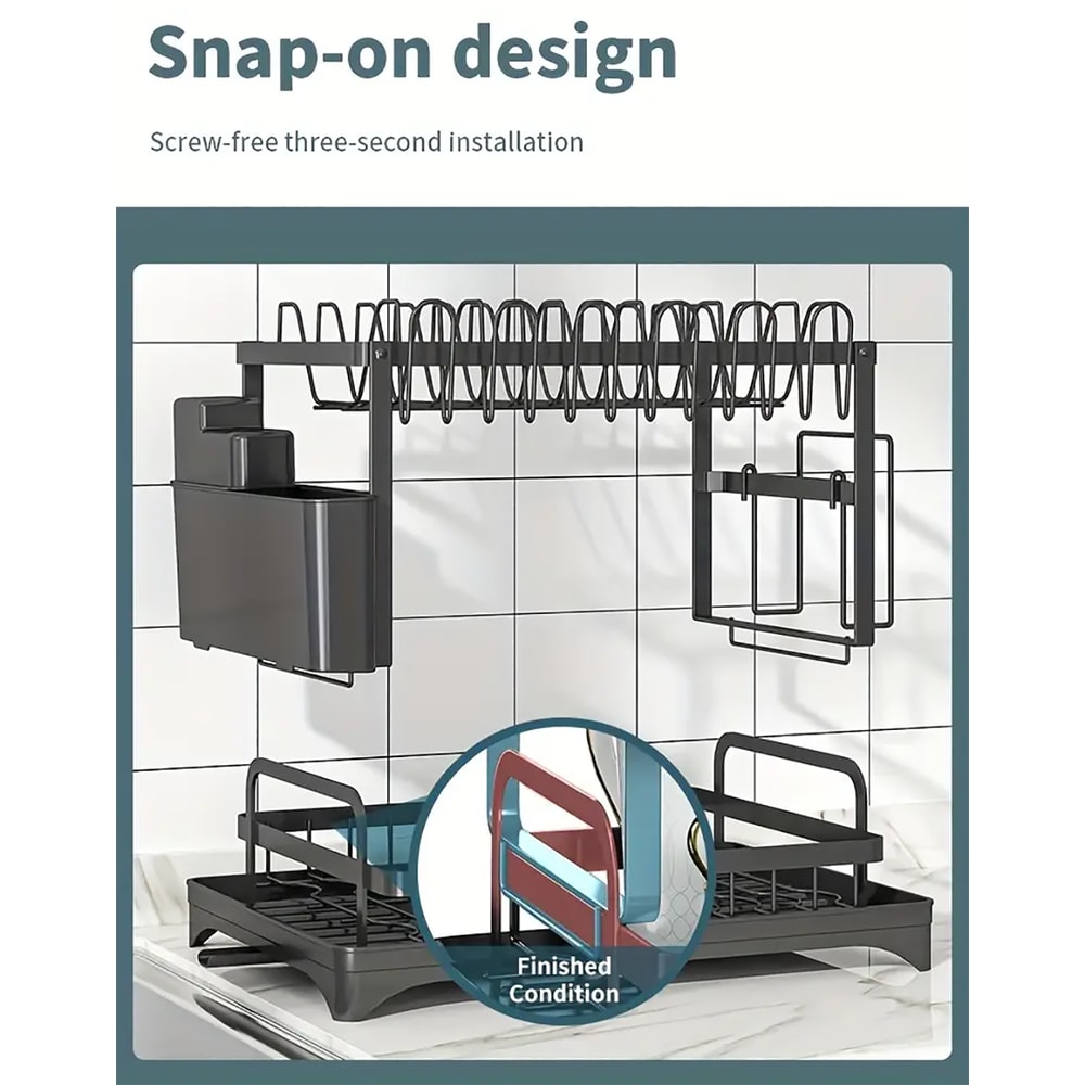 Dish Drying Rack For Kitchen Counter Stainless Steel Dish Drainer With Drainboard For Dishes Cups 2