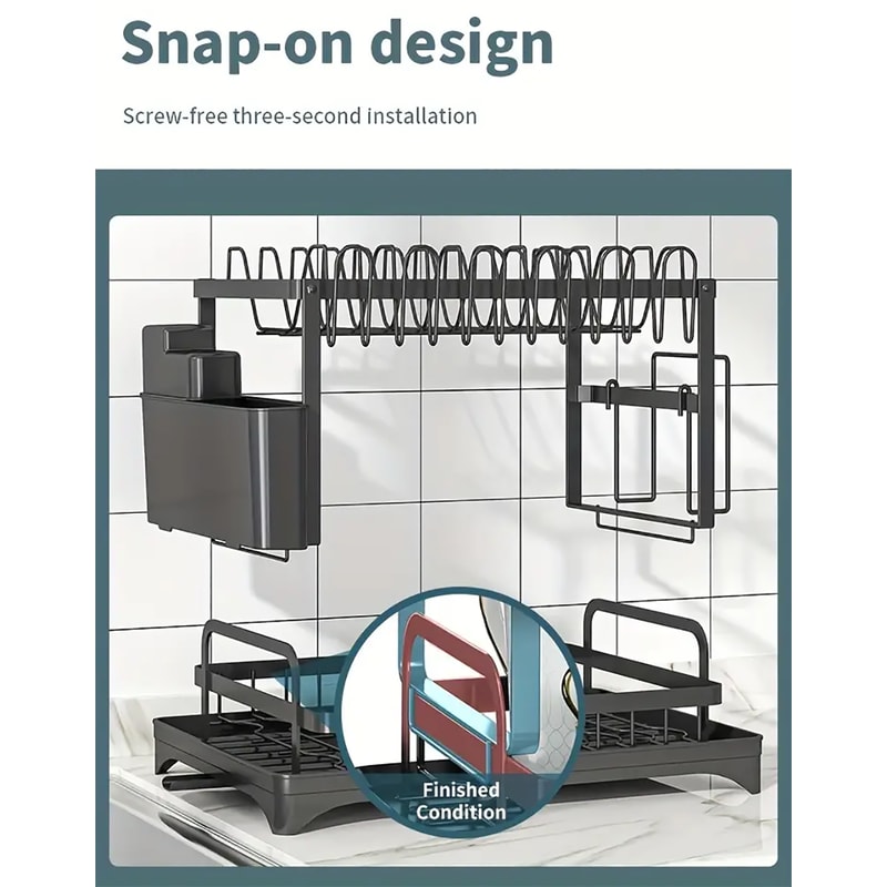 Dish Drying Rack For Kitchen Counter Stainless Steel Dish Drainer With Drainboard For Dishes Cups 2