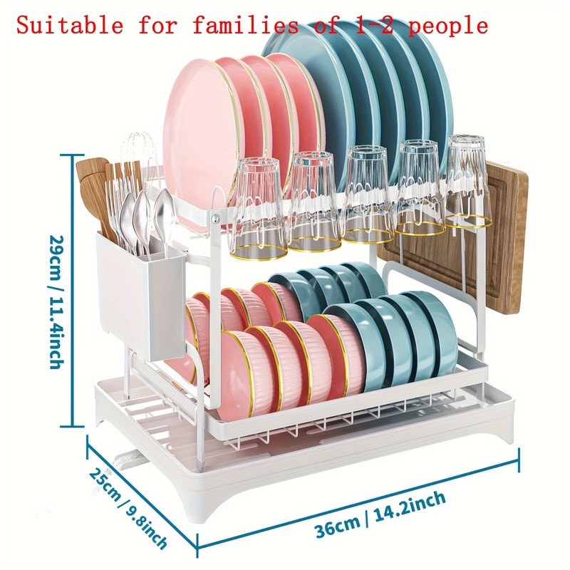 Dish Drying Rack For Kitchen Counter Stainless Steel Dish Drainer With Drainboard For Dishes Cups 7