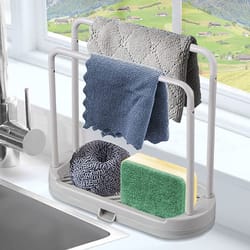 detachable kitchen dishcloth holder, sink sponge holder, rag hanger, bathroom scrubber brush organizer, storage rack