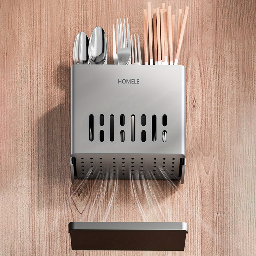 Flat Ware Organizer Multi Functional Cutlery Storage Rack With Detachable Water Drain Base Chopstic 4