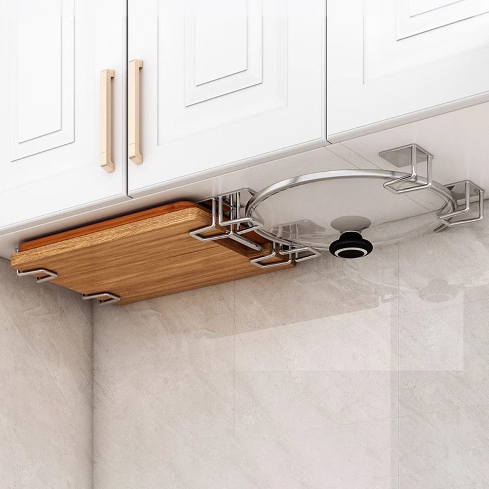 NonPerforated WallMounted Kitchen Shelves Cutting Board Storage Racks Pot Lid Racks Hooks Sink Drai 1