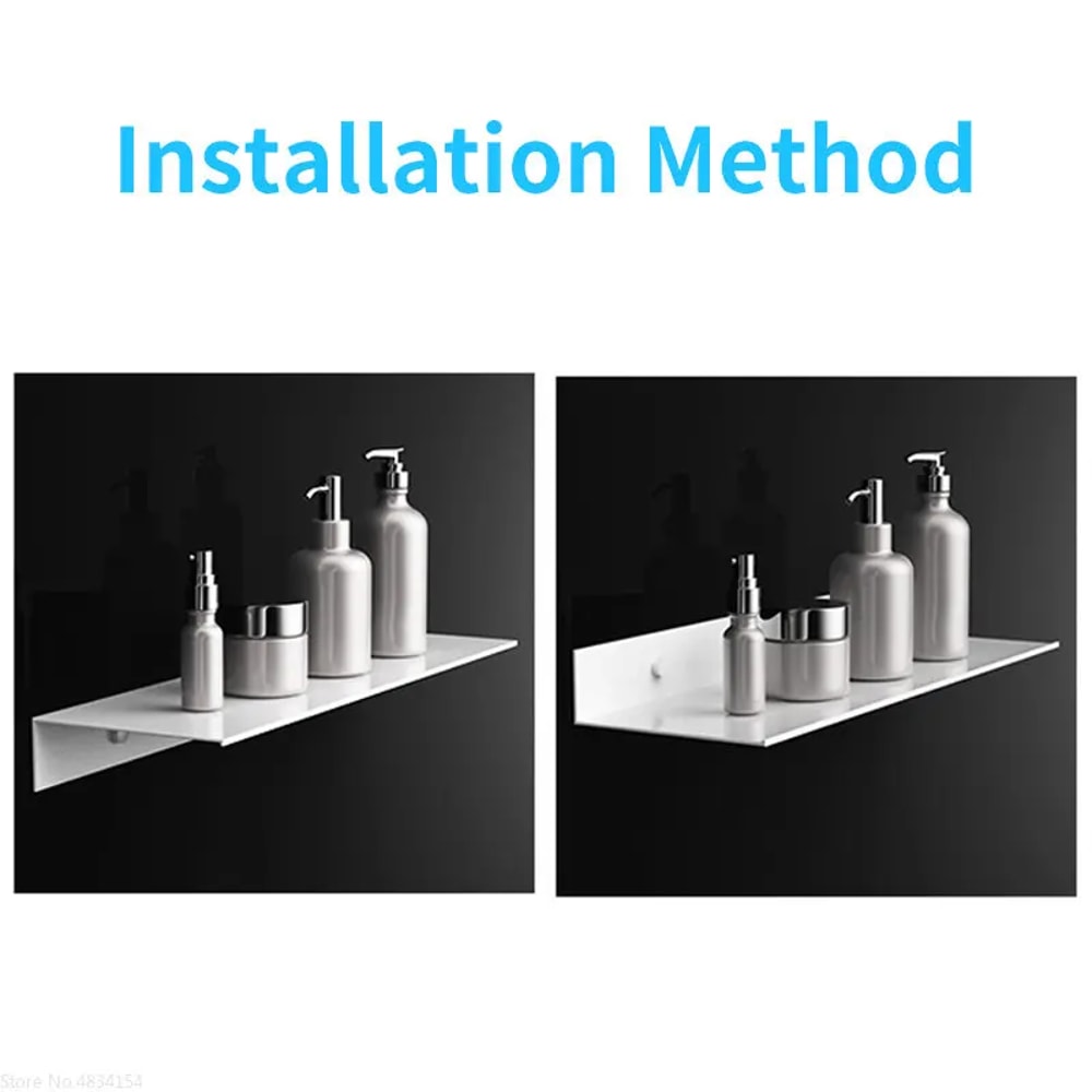 No Drilling Storage Rack Wall Shower Shelf Kitchen White Finish For Modern Bathroom Home SpaceSavin 3