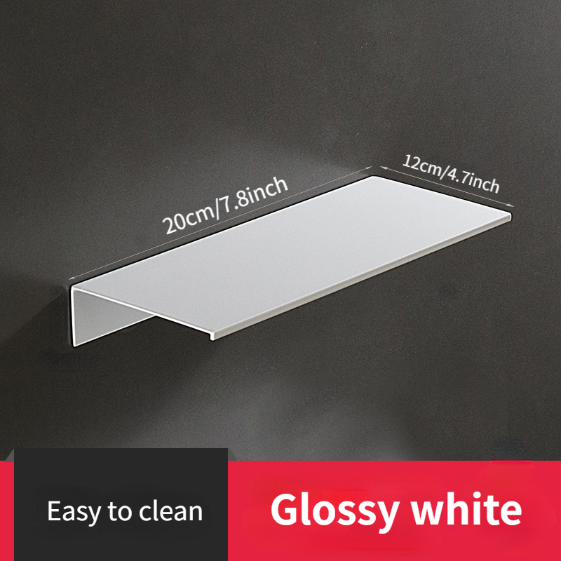 No Drilling Storage Rack Wall Shower Shelf Kitchen White Finish For Modern Bathroom Home SpaceSavin 6