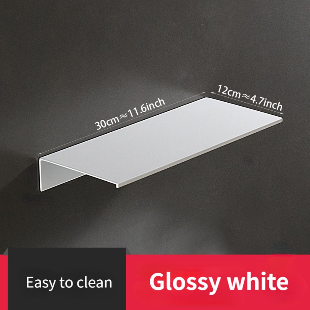 No Drilling Storage Rack Wall Shower Shelf Kitchen White Finish For Modern Bathroom Home SpaceSavin 7