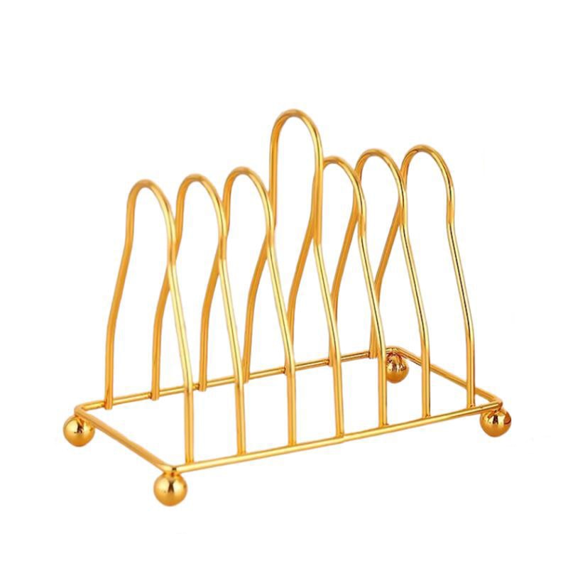 Kitchen Iron Small Dish Rack, Household Gold and Silver Triangular Shelves, Cupboard Dish Storage Draining Shelf