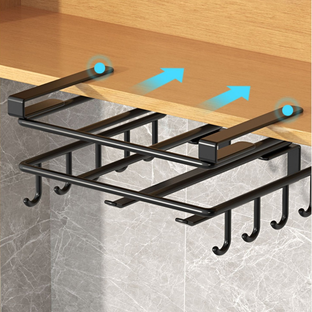 Kitchen Hanging Organizer Rack With Hooks Under Cupboard Paper Towel Holder Rags Hanger Cutting Boa 2