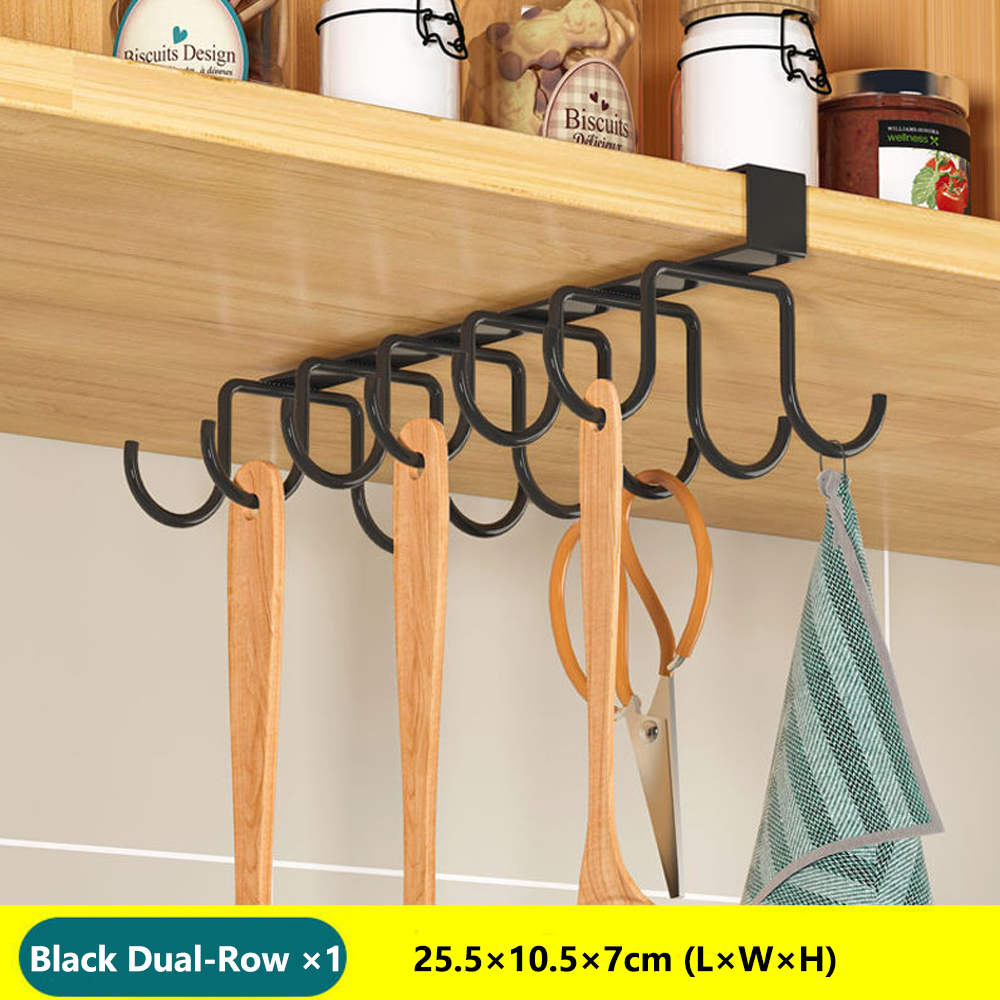 Kitchen Hanging Organizer Rack With Hooks Under Cupboard Paper Towel Holder Rags Hanger Cutting Boa 5