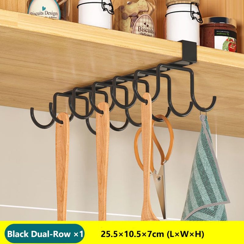 Kitchen Hanging Organizer Rack With Hooks Under Cupboard Paper Towel Holder Rags Hanger Cutting Boa 5