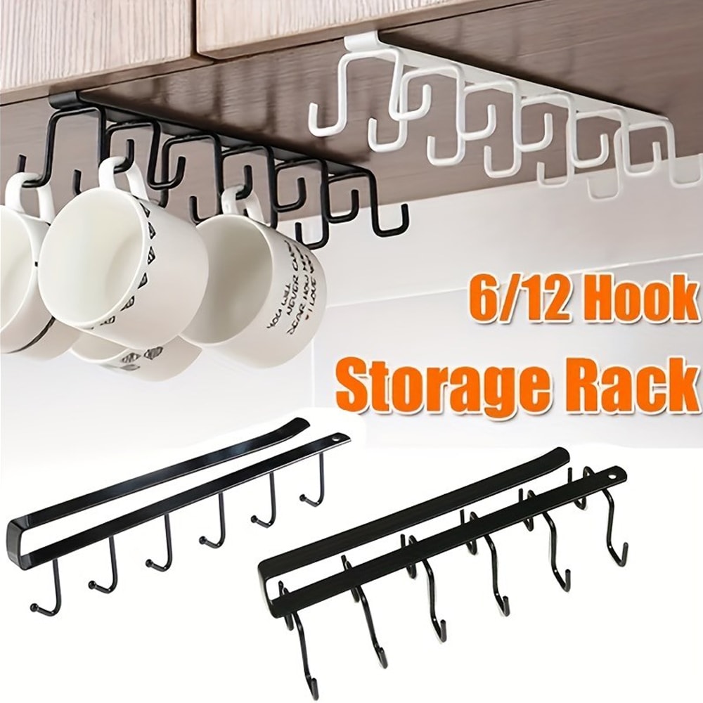 Cabinet Mug Hook Hanging Cup Holder Multi Functional Wardrobe Row Hook Organizer Save Storage Space 1