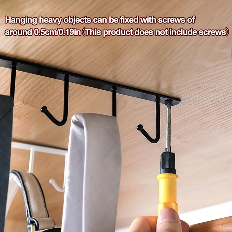 Cabinet Mug Hook Hanging Cup Holder Multi Functional Wardrobe Row Hook Organizer Save Storage Space 3