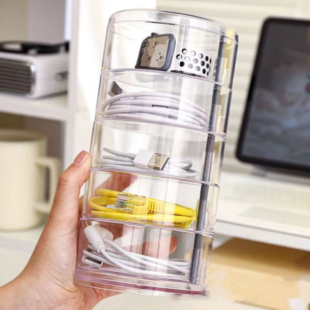 Rotating Transparent Jewelry Box Multi Layer Jewelry Necklace Storage Box Dust Proof Finishing Shel 3