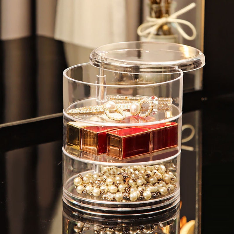 Rotating Transparent Jewelry Box Multi Layer Jewelry Necklace Storage Box Dust Proof Finishing Shel 6