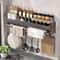 Wall Mount Utensil Holder Multi Functional Spice Organizer Shelf With Hooks Kitchen Hanging Storage 0
