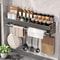 Wall Mount Utensil Holder Multi Functional Spice Organizer Shelf With Hooks Kitchen Hanging Storage 0
