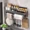 Wall Mount Utensil Holder Multi Functional Spice Organizer Shelf With Hooks Kitchen Hanging Storage 10