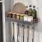 Wall Mount Utensil Holder Multi Functional Spice Organizer Shelf With Hooks Kitchen Hanging Storage 5
