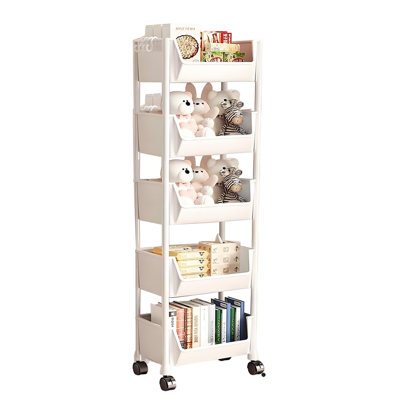 Slim Rolling Storage Cart Mobile Organiser With Slide Out Trays Space Saving Storage For Bathroom L 5