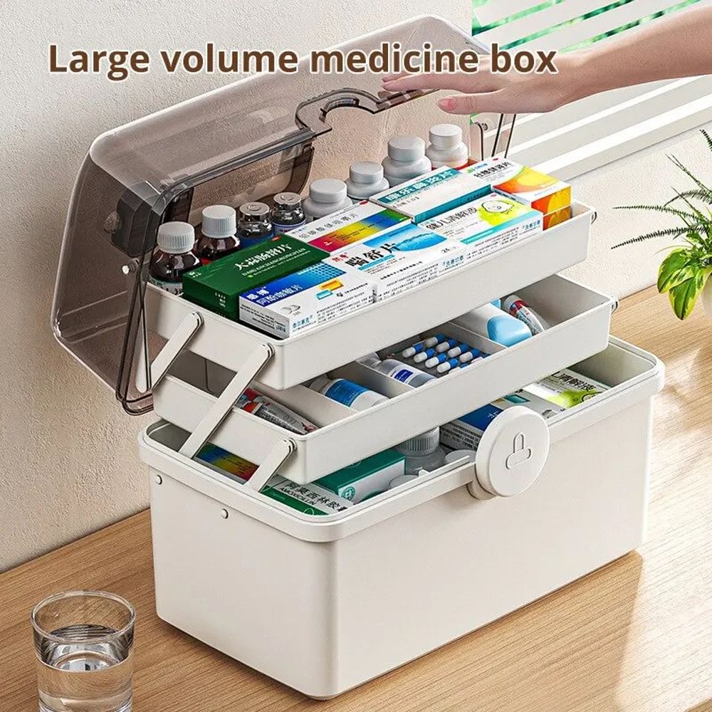 White Large Capacity Medicine Box For Home Medicine Storage Multi Layer Classification Organizer Wi 1