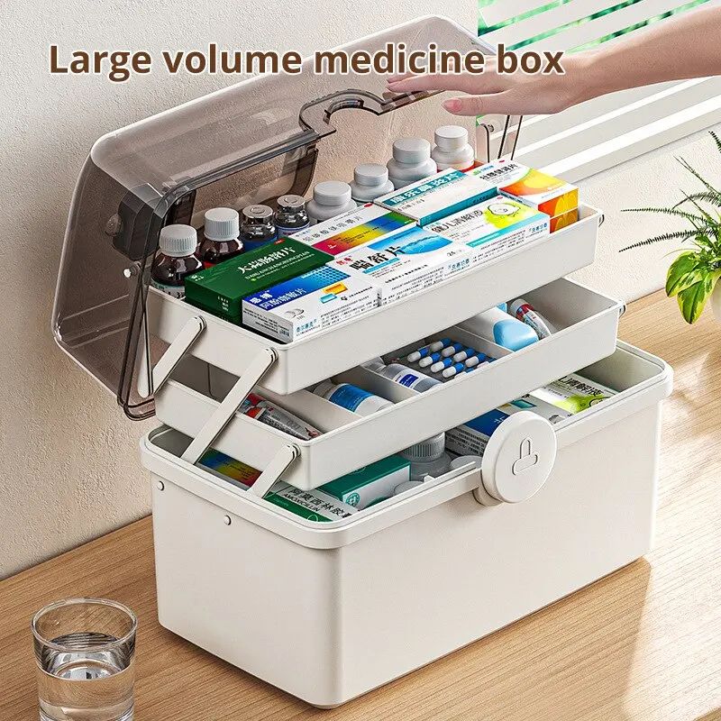 White Large Capacity Medicine Box For Home Medicine Storage Multi Layer Classification Organizer Wi 1