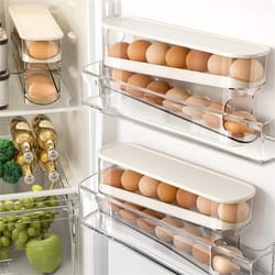 egg carton double automatic egg roller, refrigerator side door egg storage, kitchen counter top egg holder