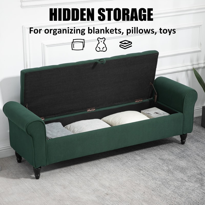 Storage Ottoman With Upholstered Tufted Design End Of Bed Storage Bench For Living Room And Bedroom 3